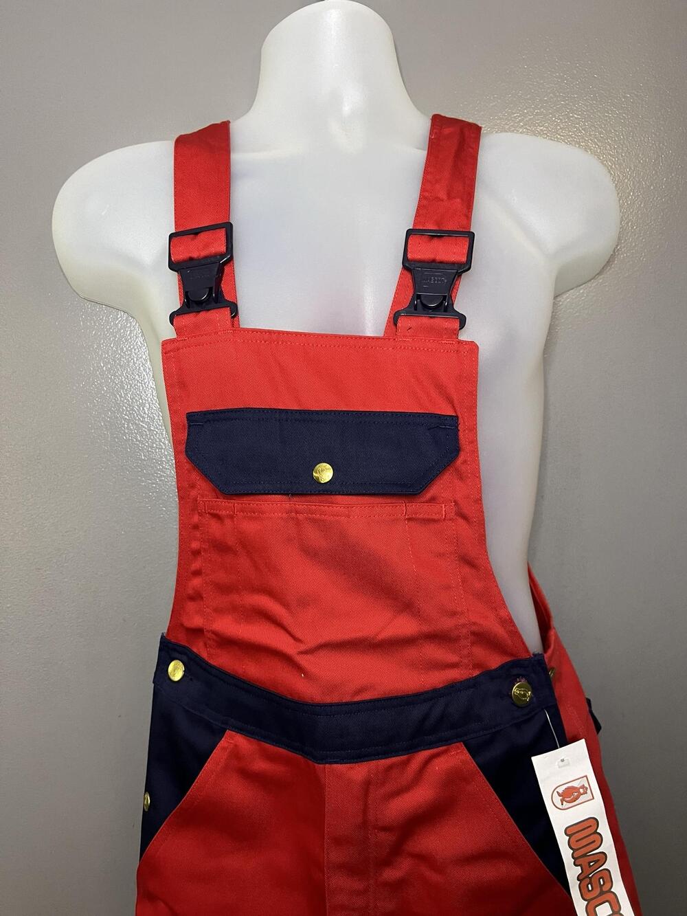 Mascot Rimini Overalls Mens C42 Red Workwear Bib Knee Pad Pockets 968-43-21